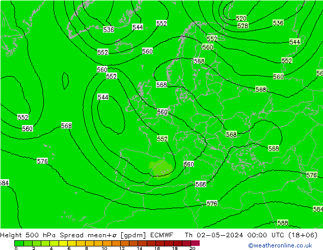 Geop. 500 hPa Spread ECMWF jue 02.05.2024 00 UTC