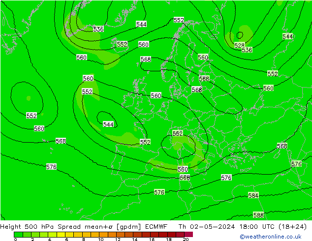 Height 500 hPa Spread ECMWF Do 02.05.2024 18 UTC