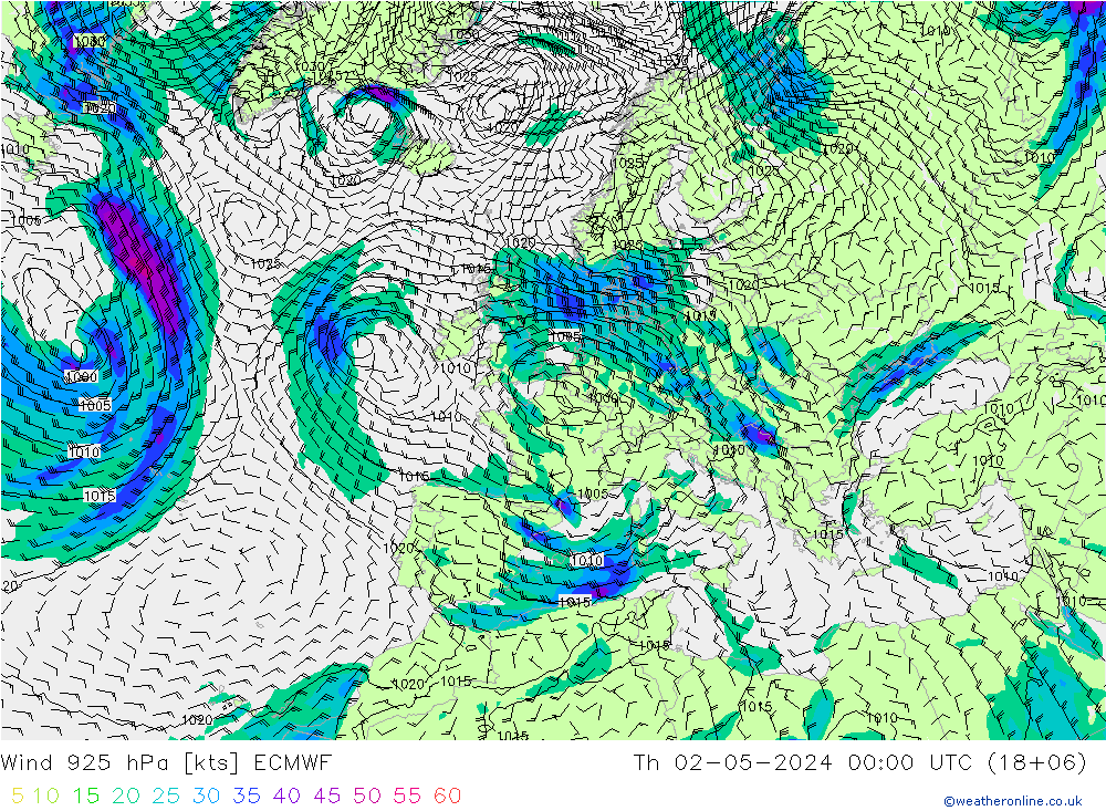 Wind 925 hPa ECMWF Do 02.05.2024 00 UTC