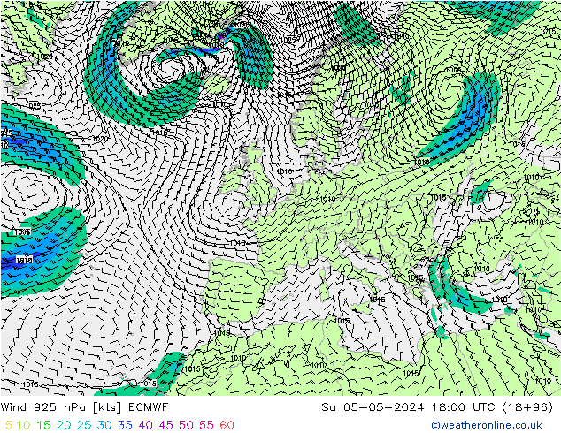 Wind 925 hPa ECMWF So 05.05.2024 18 UTC