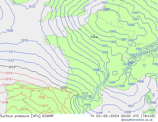 Bodendruck ECMWF Do 02.05.2024 00 UTC