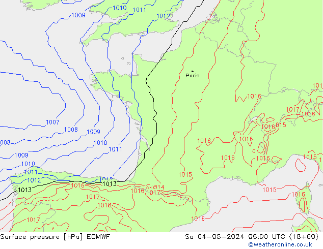 Presión superficial ECMWF sáb 04.05.2024 06 UTC