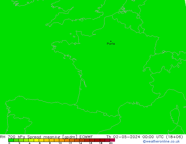 RH 700 hPa Spread ECMWF Th 02.05.2024 00 UTC