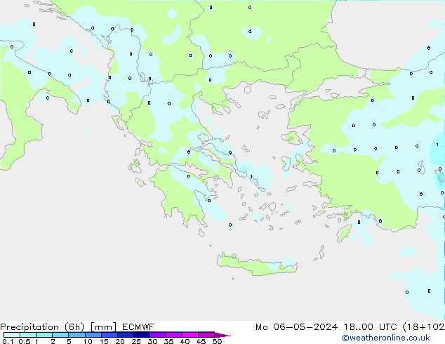 Precipitation (6h) ECMWF Mo 06.05.2024 00 UTC