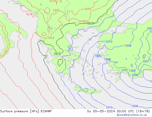 Luchtdruk (Grond) ECMWF zo 05.05.2024 00 UTC