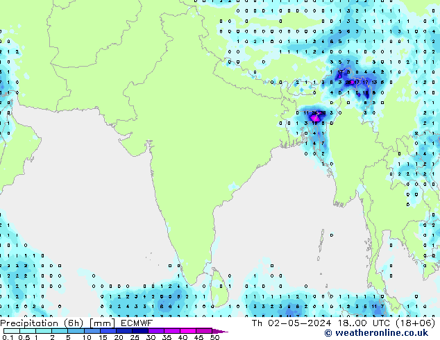Precipitation (6h) ECMWF Th 02.05.2024 00 UTC