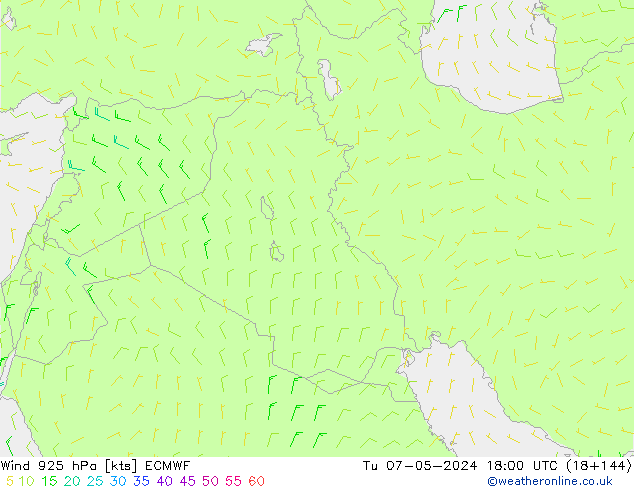 Rüzgar 925 hPa ECMWF Sa 07.05.2024 18 UTC