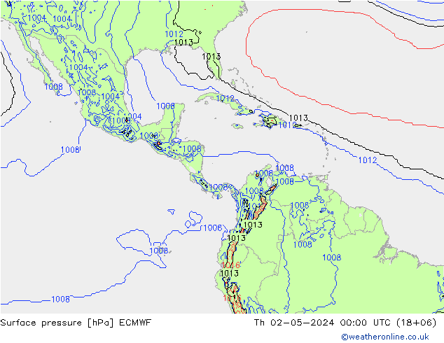 Atmosférický tlak ECMWF Čt 02.05.2024 00 UTC