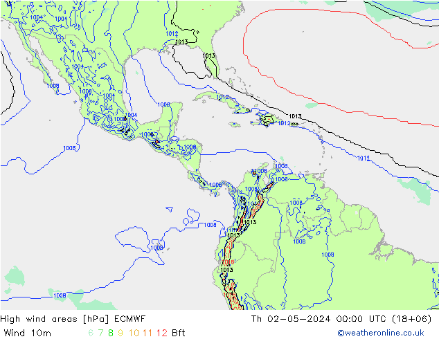 High wind areas ECMWF  02.05.2024 00 UTC