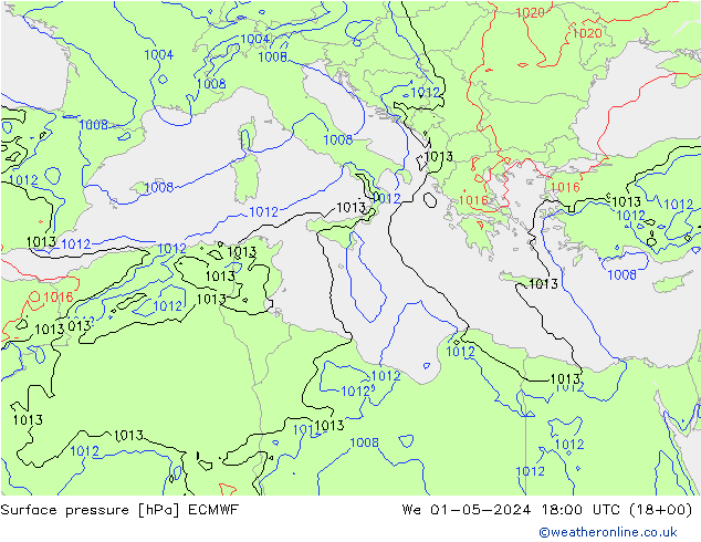 приземное давление ECMWF ср 01.05.2024 18 UTC