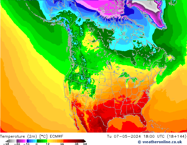 Temperaturkarte (2m) ECMWF Di 07.05.2024 18 UTC