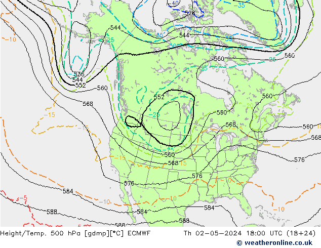 Height/Temp. 500 hPa ECMWF Th 02.05.2024 18 UTC