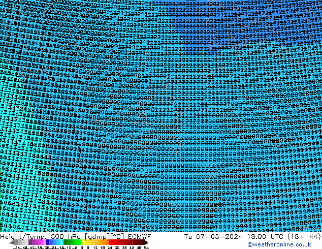 Height/Temp. 500 hPa ECMWF Di 07.05.2024 18 UTC