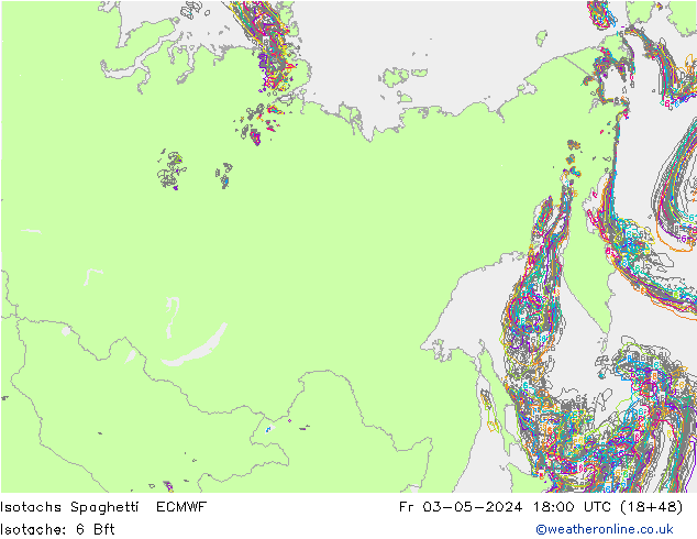 Isotachs Spaghetti ECMWF Fr 03.05.2024 18 UTC