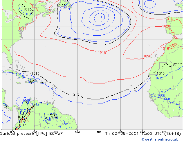 Surface pressure ECMWF Th 02.05.2024 12 UTC