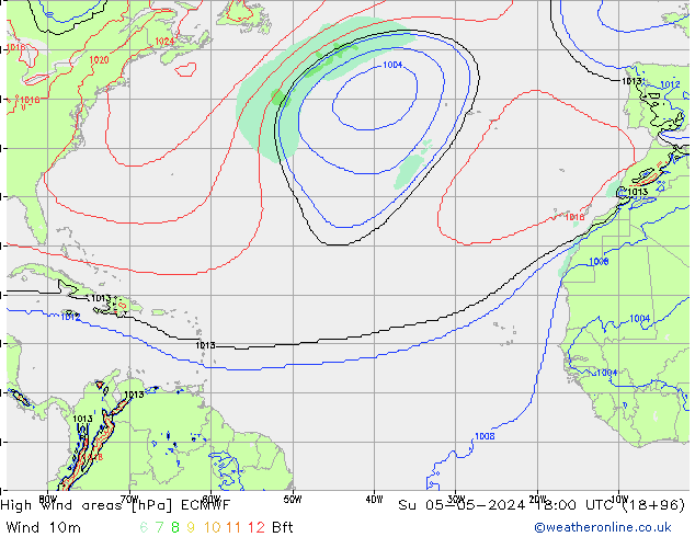 High wind areas ECMWF Su 05.05.2024 18 UTC