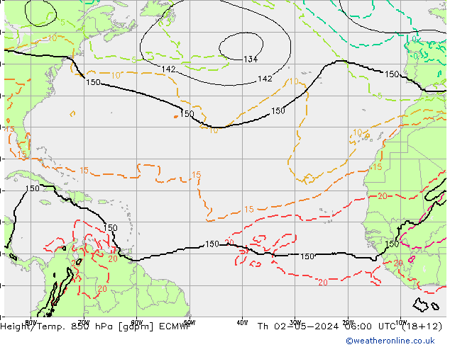 Height/Temp. 850 hPa ECMWF Th 02.05.2024 06 UTC