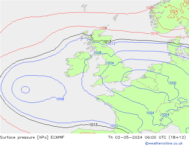 ciśnienie ECMWF czw. 02.05.2024 06 UTC