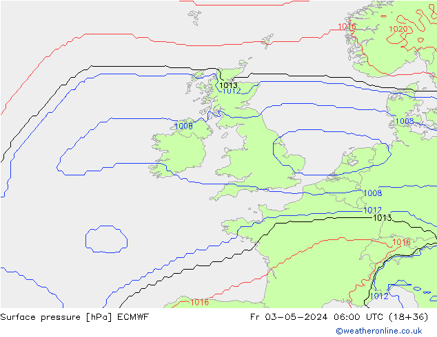 Pressione al suolo ECMWF ven 03.05.2024 06 UTC