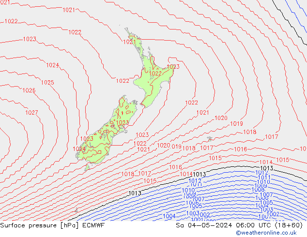 Surface pressure ECMWF Sa 04.05.2024 06 UTC