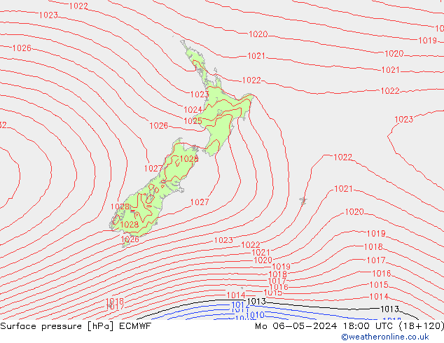 Pressione al suolo ECMWF lun 06.05.2024 18 UTC