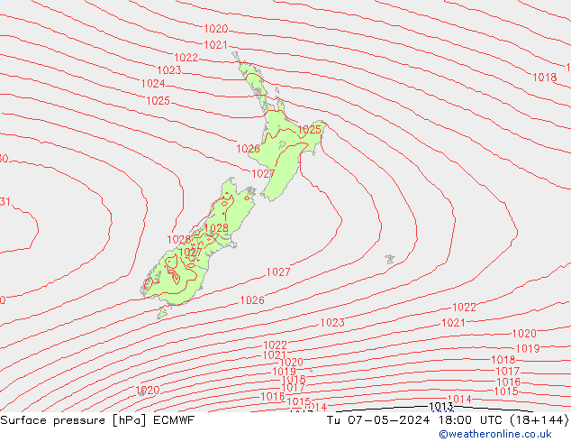 Pressione al suolo ECMWF mar 07.05.2024 18 UTC