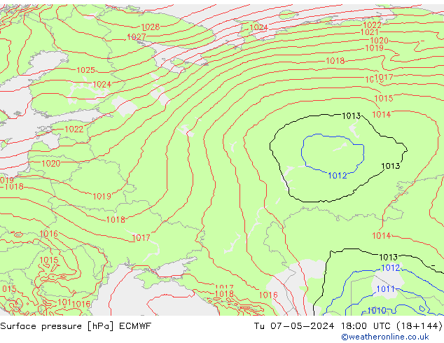 Surface pressure ECMWF Tu 07.05.2024 18 UTC