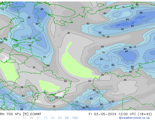 RH 700 hPa ECMWF Fr 03.05.2024 12 UTC