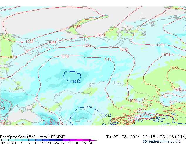Precipitação (6h) ECMWF Ter 07.05.2024 18 UTC