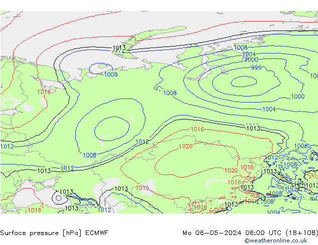 Surface pressure ECMWF Mo 06.05.2024 06 UTC