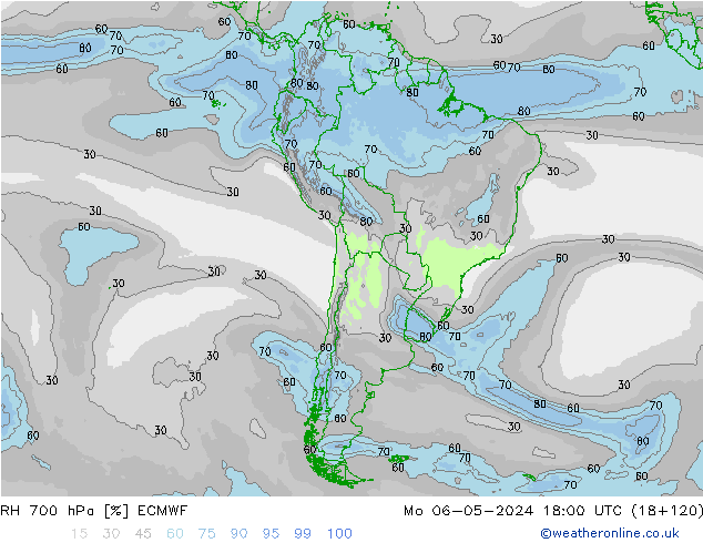 RH 700 hPa ECMWF lun 06.05.2024 18 UTC