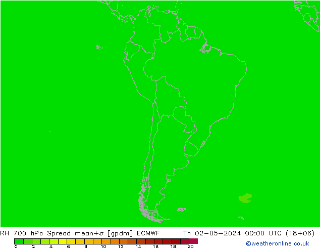 RH 700 hPa Spread ECMWF  02.05.2024 00 UTC