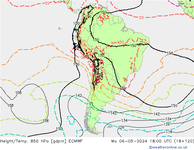 Géop./Temp. 850 hPa ECMWF lun 06.05.2024 18 UTC