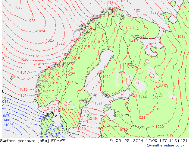 Luchtdruk (Grond) ECMWF vr 03.05.2024 12 UTC