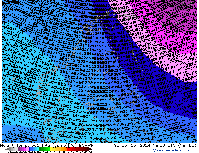 Yükseklik/Sıc. 500 hPa ECMWF Paz 05.05.2024 18 UTC