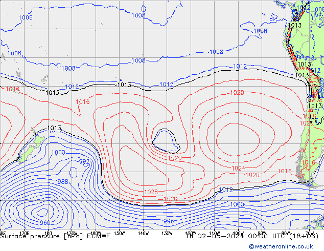 Surface pressure ECMWF Th 02.05.2024 00 UTC