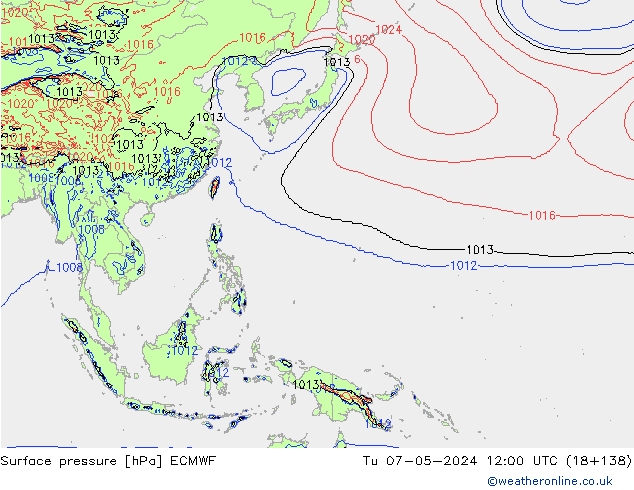 приземное давление ECMWF вт 07.05.2024 12 UTC