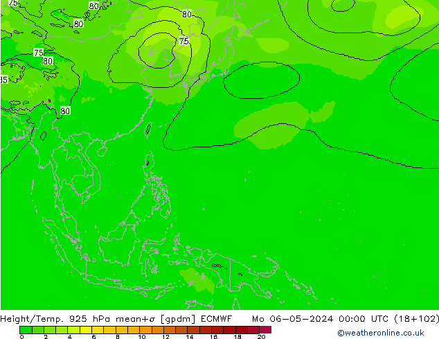 Height/Temp. 925 hPa ECMWF Seg 06.05.2024 00 UTC