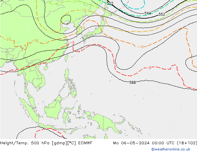 Hoogte/Temp. 500 hPa ECMWF ma 06.05.2024 00 UTC