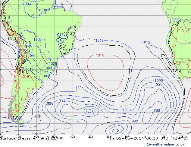 Surface pressure ECMWF Th 02.05.2024 06 UTC