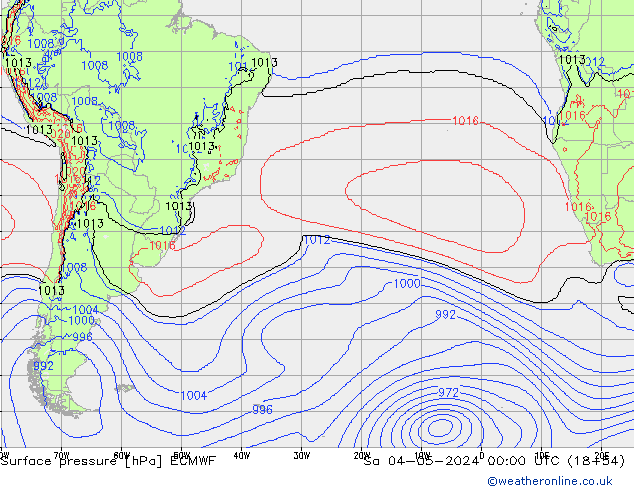 Pressione al suolo ECMWF sab 04.05.2024 00 UTC