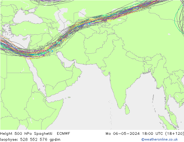 Géop. 500 hPa Spaghetti ECMWF lun 06.05.2024 18 UTC