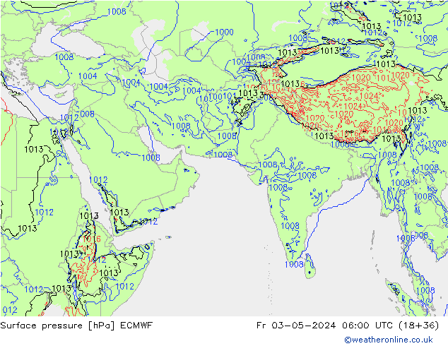 Atmosférický tlak ECMWF Pá 03.05.2024 06 UTC