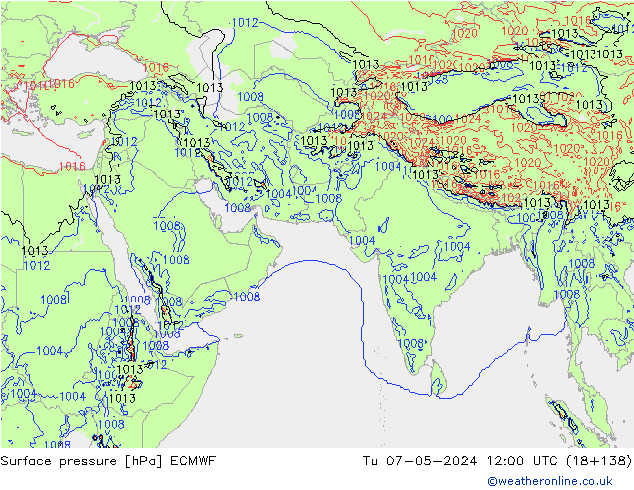 Surface pressure ECMWF Tu 07.05.2024 12 UTC