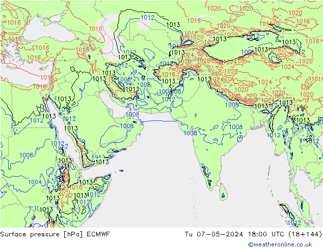 Luchtdruk (Grond) ECMWF di 07.05.2024 18 UTC