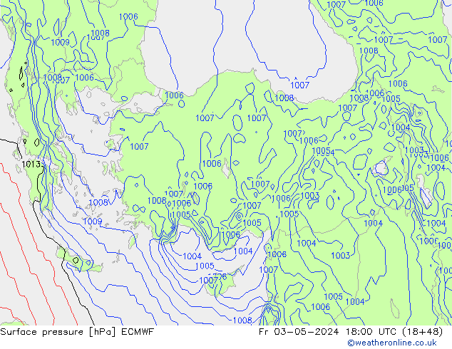 Yer basıncı ECMWF Cu 03.05.2024 18 UTC