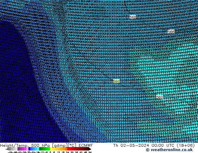 Height/Temp. 500 hPa ECMWF Do 02.05.2024 00 UTC