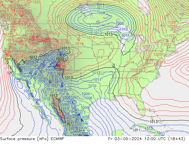 Presión superficial ECMWF vie 03.05.2024 12 UTC