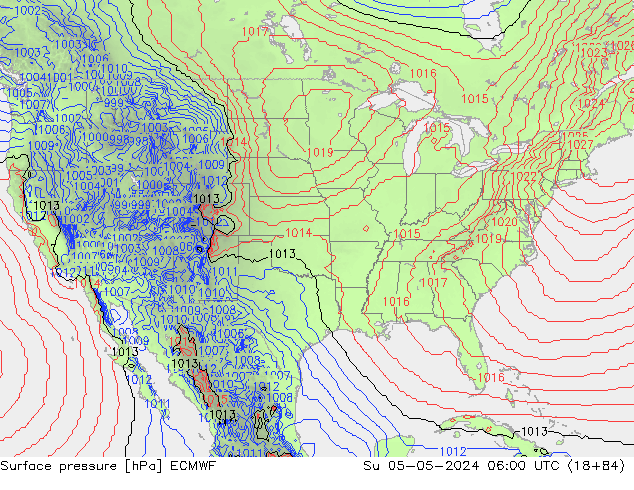 pressão do solo ECMWF Dom 05.05.2024 06 UTC