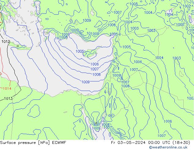 Luchtdruk (Grond) ECMWF vr 03.05.2024 00 UTC